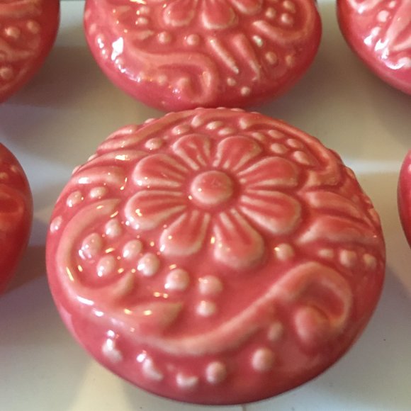Vintage Retro Set of 6 Ceramic Drawer Pull Knobs - Picture 12 of 13